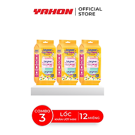 Combo Lốc Khăn Ướt Mini LET-GREEN 12 Miếng/Gói, 6 Gói/Lốc