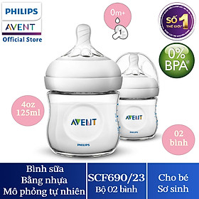 Bộ 2 Bình sữa mô phỏng tự nhiên hiệu Philips Avent (125 ml) cho trẻ từ 0 tháng tuổi 690.23