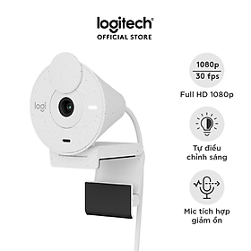 Máy Webcam Full HD Logitech Brio 300 Màn che ống kính, Micro giảm tiếng ồn, USB-C, được chứng nhận cho Zoom, Microsoft Teams, Google Meet, tự động điều chỉnh Ánh sáng - Hàng chính hãng
