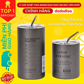 Cốc giữ nhiệt Iced Americano thể tích 650ML/300ML, làm bằng inox, có ống hút, Ly giữ nhiệt Inox 304 Cao Cấp Không Gỉ, ống hút siêu tiện lợi 600ml hàng đẹp, Ly Giữ Nhiệt Americano Inox 304 Cao Cấp Không Gỉ - Cốc Uống Nước - Hàng chính hãng dododios