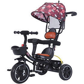 Xe đạp đẩy 3 bánh có mái che - Nâu
