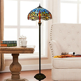 Mua Đèn cây cao cấp kiểu dáng Tiffany phong cách Cổ Điển họa tiết chuồn chuồn xanh