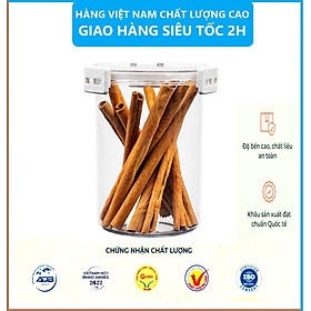 Hộp đựng thực phẩm đồ khô, ngũ cốc trái cây sấy, sữa bột Hokori Việt Nhật, Hộp bảo quản đồ ăn trong suốt nắp kín hình trụ tròn - Hàng Việt Nam