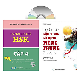 Combo 2 sách Luyện giải đề thi HSK cấp 4 có mp3 nge +Tuyển tập cấu trúc cố định tiếng Trung ứng dụng +DVD tài liệu 