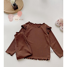 Bộ dài tay thu đông cho bé gái trơn màu chất thun tăm lạnh mềm mịn size từ 6 - 15 kg, phong cách Hàn Quốc (M01)