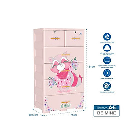 Mua Tủ nhựa 5 tầng Qui Phúc AE màu hồng mẫu Be mine KT 710 x 505 x 1310 mm _ Juno Sofa hàng lắp sẵn