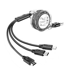 Mua Cáp Dây Rút đa Năng 3 Trong 1 Cuộn Tròn Micro Type C - Nhỏ Gọn - Tiện Dụng - Tặng giá đỡ điện thoại - Màu ngẫu nhiên