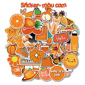 Sticker decal chủ đề tone cam orange dán laptop , điện thoại,bình nước hình dán trang trí