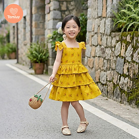 (BST HẠ NHIÊN ) Đầm Bé Gái Tamiuy Babydoll 3 Tầng Cổ Vuông Tay Bèo | Váy Mùa Hè Cho Bé Gái
