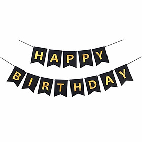 Dây chữ happy birthday bằng giấy màu đen