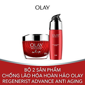 Bộ 2 sản phẩm chống lão hóa hoàn hảo OLAY Regenerist Advance Anti Aging: 1 Kem dưỡng ẩm Whips 50g + 1 Serum