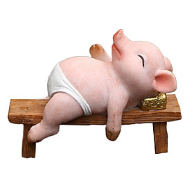 Resin Pig Figurine Pig Sculpture Pig Statue Creative Pig Crafts Home Outside