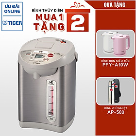 Mua Bình thủy điện tử chân không Tiger PVW-B30W (3.0L) Tặng Bình giữ nhiệt Apollo AP-500 + Bình đun siêu tốc Tiger PFY-A10W - Hàng Chính Hãng