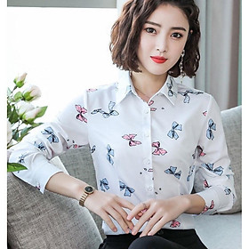 Áo Sơ Mi Nữ Dài Tay Họa Tiết Nơ Mã FK01 Thời Trang TOP FASHION SHOP Chất Vải Cao Cấp Không Nhăn Không Xù