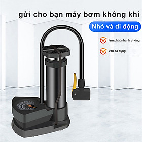 Bơm xe đạp chân - Bơm xe đạp xe máy ô tô đút cốp có trợ lực siêu nhẹ đồng