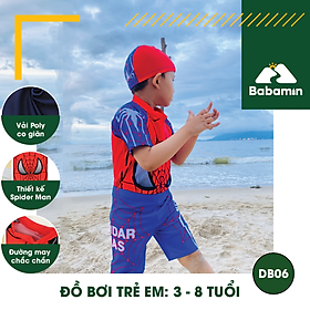 Đồ Bơi Trẻ Em Bé Trai 3 - 8 Tuổi - Babamin - Kèm Mũ - Họa Tiết Spider Man Ngộ Nghĩnh - DB06