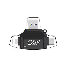 SD Card Reader 4 in 1 SD/TF Card Reader Adapter Replacement for iPhone/Android/PC