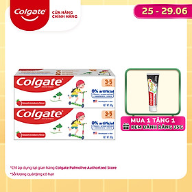 Bộ 2 kem đánh răng trẻ em Colgate Kid Free From không chất nhân tạo cho bé 3 đến 5 tuổi 80g/tuýp