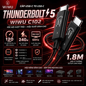 Mua Dây cáp sạc Thunderbolt 5 240W Chip E-Marker HyperBolt Ultra WIWU C102 USB-C to Type-C 1.8M 120Gbps PD 240W 8K/16K 60Hz cho Macbook / iPhone / iPad / Laptop - Hàng nhập khẩu
