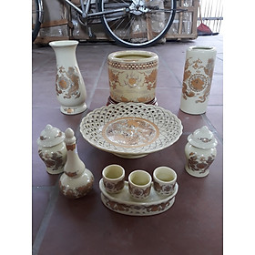 Mua Bộ bát hương thờ ( gốm sứ bát tràng cao cấp)  comboo cả bộ + tặng tro đủ bát hương  tặng nước sái tịnh đồ thờ - bộ bát 16