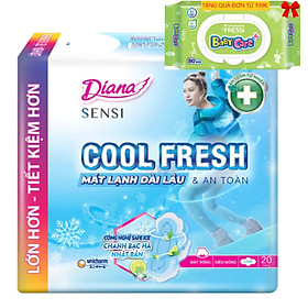 Gói Lớn 20 Miếng - Combo 4 Gói Băng vệ sinh Diana Sensi Cool Fresh Siêu mỏng cánh 20 miếng - Date luôn mới