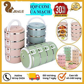 Hình ảnh Hộp Ủ Cơm, Cặp Lồng Cơm Lúa Mạch, Hộp Giữ Nhiệt Đồ Ăn Ruột Inox 4 Tầng Tiện Dụng