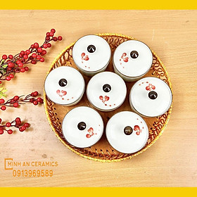 Mua Bộ khay mứt Tết gốm Minh An Bát Tràng dáng tròn hoa văn vẽ tay thủ công