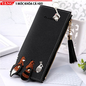 Ví nữ bảng dài hình sóc nâu thời trang hàn quốc cao cấp KS10Tặng móc khóa cá heo