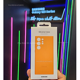 Ốp Samsung Silicone S23 Ultra màu Cam 0 Hàng Chính hãng