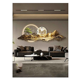 Mua (ẢNH THẬT)Tranh đồng hồ đèn led tráng gương in uv cao cấp mặt mica bóng núi non hùng vĩ 4