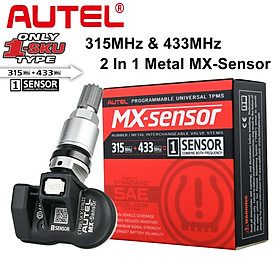 AUTEL MX SENSOR Van kim loại- Cảm biến áp suất lốp trắng, chưa có dữ liệu tích hợp 2 tần số 315MHz, 433MHz - Cảm biến áp suất lốp Autel phiên bản Quốc tế, nhãn Tiếng Anh, dùng được cho hơn 80 hãng xe ô tô khắp thế giới