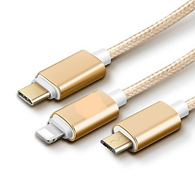 Cáp sạc đa năng 3 in 1 dây chống đứt và có móc treo cao cấp