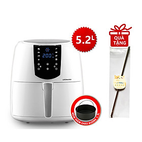 Nồi chiên không dầu điện tử lock&lock ejf357 5.2 lít - hàng chính hãng, điều chỉnh nhiệt độ, hẹn giờ, giữ ấm, kèm chảo nướng và ống hút thẳng inox 304