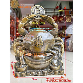 Mua Tượng Cua Chữ Phúc Dâng Tiền Tài Lộc Bằng Đồng Nguyên Chất Cao 21cm Màu Nâu Giả Cổ