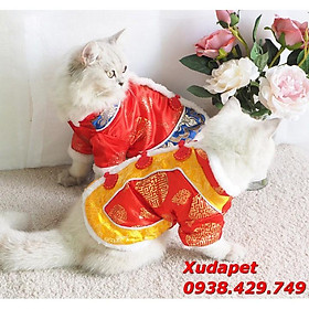 Áo Tết Cho Chó Mèo Kiểu Gấm Sườn Xám Vàng Đỏ giúp thú cưng phong cách hơn khi mặc dịp Tết - SP000284