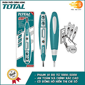 Bút thử điện kỹ thuật số 100-500V TOTAL THT292201 và THT291408 - nhỏ gọn, độ chính xác cao, đèn led báo động