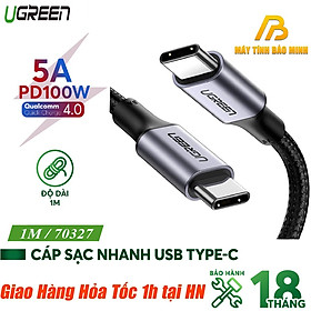 Cáp USB-C to USB-C hỗ trợ sạc nhanh 100W dài 1M Ugreen 70427 - Hàng Chính Hãng