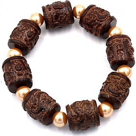 Vòng tay chuỗi hạt trụ rồng gỗ đàn hương TRNT15