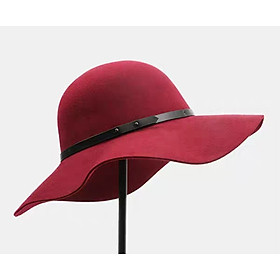 Nón rộng vành chống nắng mũ đi biển nữ fedora màu đỏ đô dona22030808