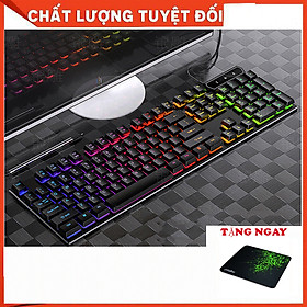 Mua Bàn phím giả cơ led 7 màu cao cấp_Tặng lót chuột