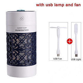 May Mắn Cúp Máy Phun Sương Tạo Độ Ẩm USB Siêu Âm Hương Thơm Khuếch Tán Tinh Dầu Mini 3 Trong 1 Máy Khuếch Tán Tinh Dầu Có Đèn LED Quạt USB xe Hơi Ẩm - one