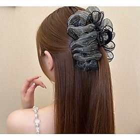 Kẹp tóc kích thước lớn đính vải họa tiết thiết kế sang trọng