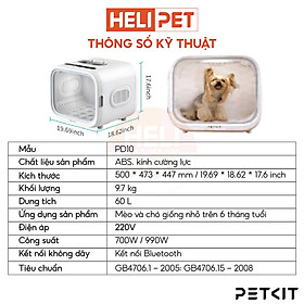 Lồng Sấy Tự Động Cho Chó Mèo, Máy Sấy Cho Chó Mèo Petkit Air Salon Max