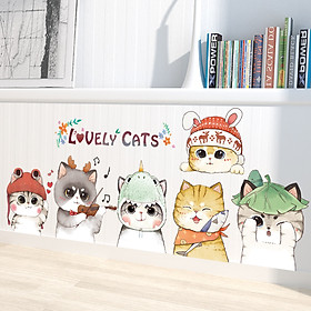 Decal dán tường cho bé Sticker dán tường in chất lượng cao có keo mặt sau mẫu Những Chú Mèo Cute ZH75