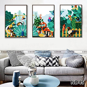 Bộ tranh treo tường phong thủy trang trí nội thất hình lá cây nhiệt đới đẹp và giá gốc tại xưởng