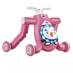 Xe tập đi cho bé đa năng 3 in 1 Có Khóa Bánh An Toàn- có nhạc và đèn led - Hồng