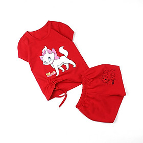 Đồ bộ thun mặc nhà in mèo Maria dễ cưng cho bé gái 0.5-5 tuổi từ 10 đến 20 kg 04723-04726