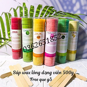 Sáp wax lông dạng viên 500g tặng kèm que gỗ quết sáp