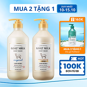 Sữa tắm dê dưỡng ẩm Hàn Quốc Shower Mate Goat Milk bổ sung Selen,Prebio chống lão hoá, chăm sóc cho làn da mềm mịn 800ml (Hương nguyên bản)