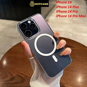 Ốp lưng trong suốt sạc từ tính cho iPhone 14 / 14 Plus / 14 Pro / 14 Pro Max hiệu HOTCASE Magnetic - trang bị đệm khi 4 góc, Viền TPU chống sốc, lưng PC chống ố vàng - Hàng nhập khẩu